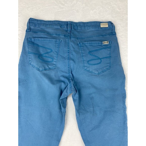 Seven 7 Womens‎ Mid Rise Ankle Skinny Blue Jeans Raw Hem Size 14 - Picture 12 of 16